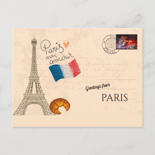 Carte Postale Salutations de Paris (Devant)