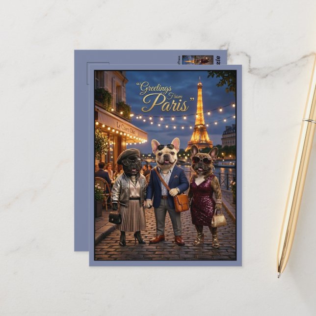 Carte Postale Salutations de Paris Travel (Devant/Arrière en situation)
