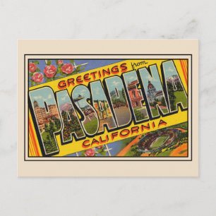 Carte Postale Salutations de Pasadena, Californie Vintage