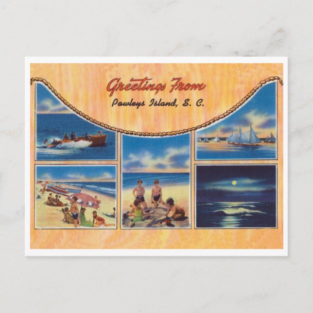 Carte Postale Salutations de Pawleys Island Vintage (Devant)