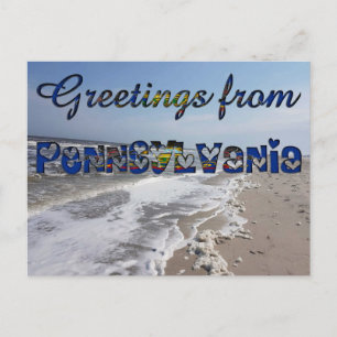 Carte Postale Salutations de Pennsylvania State Flag Hearts USA