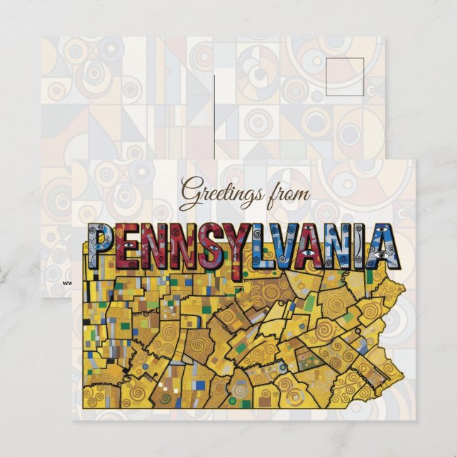 Carte Postale Salutations de Pennsylvanie (Devant / Derrière)