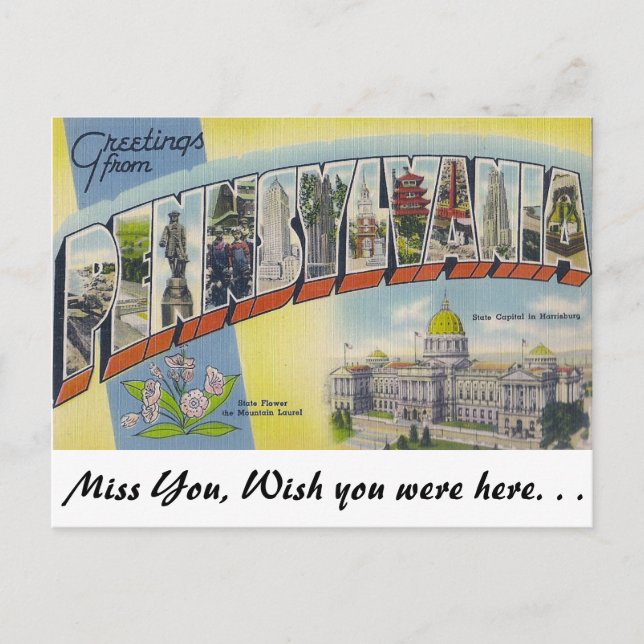 Carte Postale Salutations de Pennsylvanie (Devant)