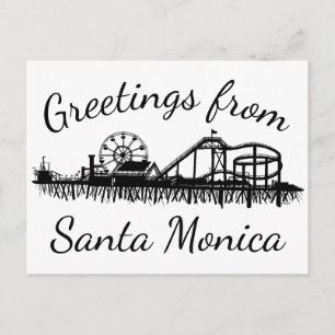 Carte Postale Salutations de Père Noël Monica California CA Pier