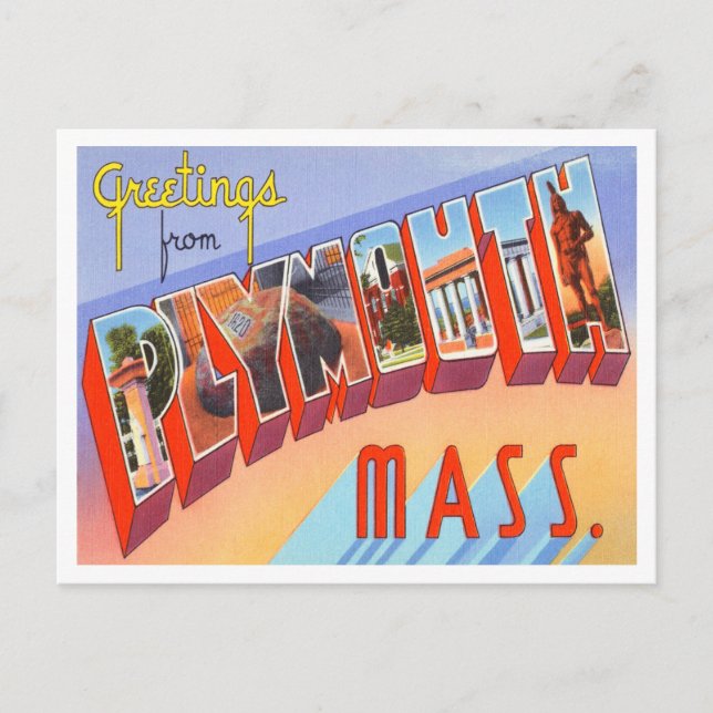 Carte Postale Salutations de Plymouth, Massachusetts Travel (Devant)