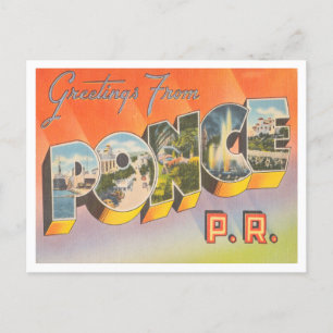 Carte Postale Salutations de Ponce, Vintage voyage Porto Rico