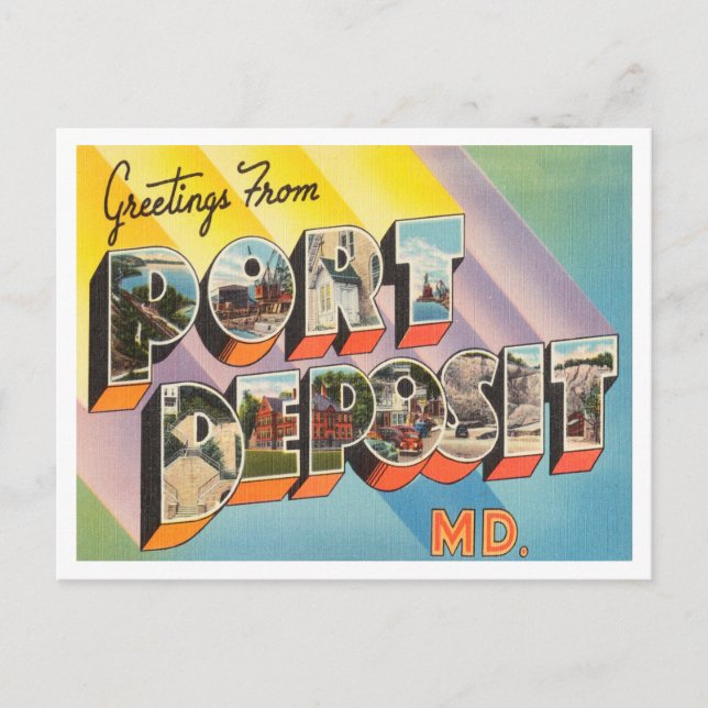 Carte Postale Salutations de Port Deposit, Maryland Travel. (Devant)