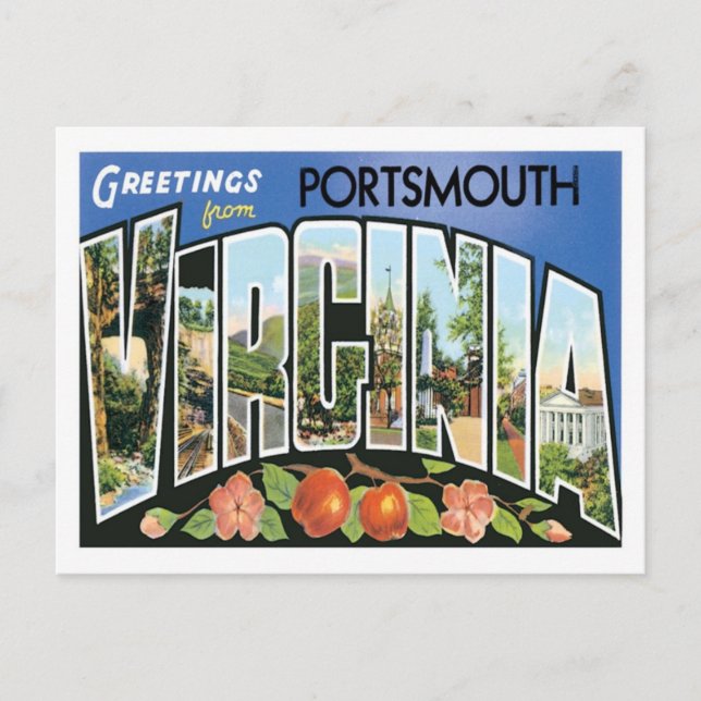 Carte Postale Salutations de Portsmouth Virginia US City (Devant)
