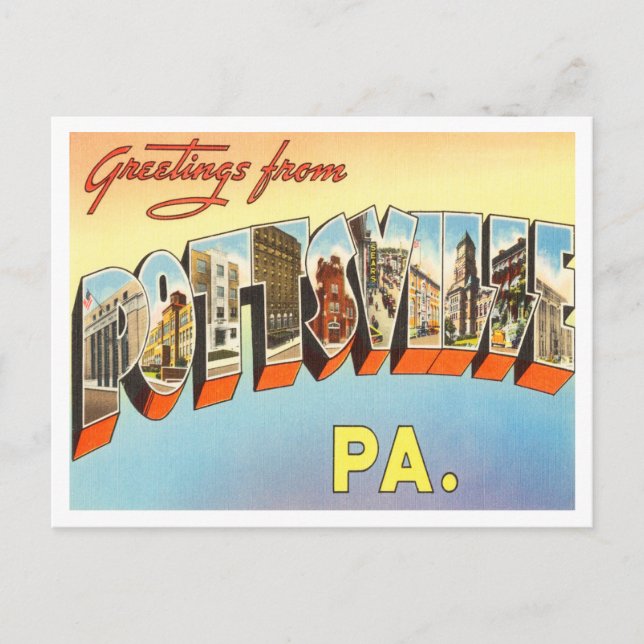 Carte Postale Salutations de Pottsville, Pennsylvanie Travel (Devant)