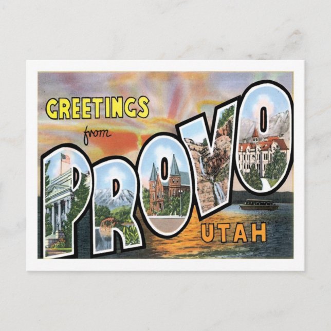Carte Postale Salutations De Provo Utah Ville Américaine (Devant)