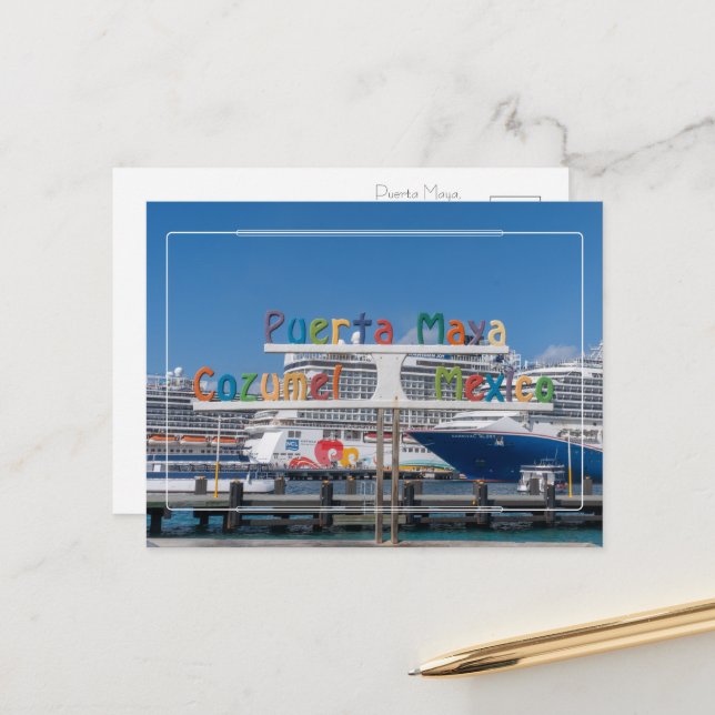 Carte Postale Salutations de Puerta Maya, Cozumel (Devant/Arrière en situation)