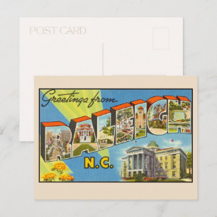 Carte Postale Salutations de Raleigh Caroline du Nord Grand Lett