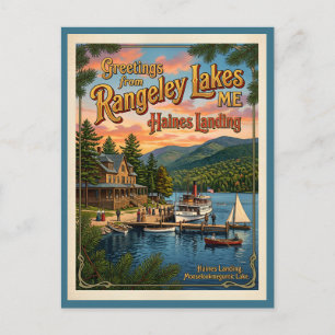 Carte Postale Salutations de Rangeley Lakes Maine Style Vintage