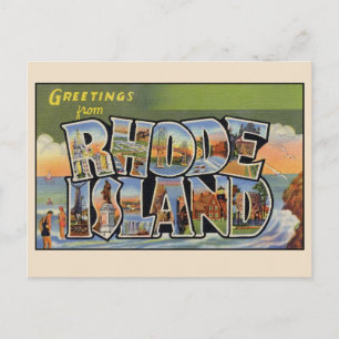 Carte Postale Salutations de Rhode Island Grande Lettre Vintage