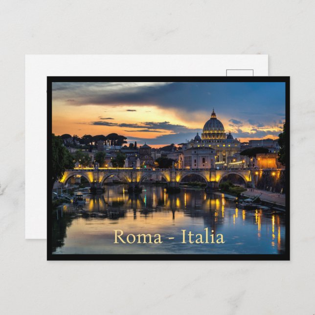 Carte Postale Salutations de Roma Italia, Texte personnalisé (Devant / Derrière)