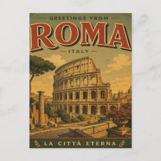 Carte Postale Salutations de Rome, Italie Voyage Rétro