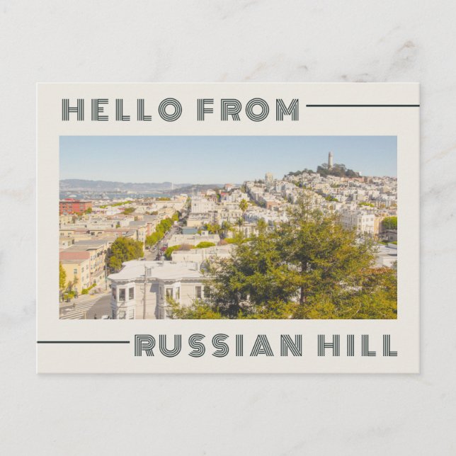 Carte Postale Salutations de Russian Hill San Francisco Retro (Devant)