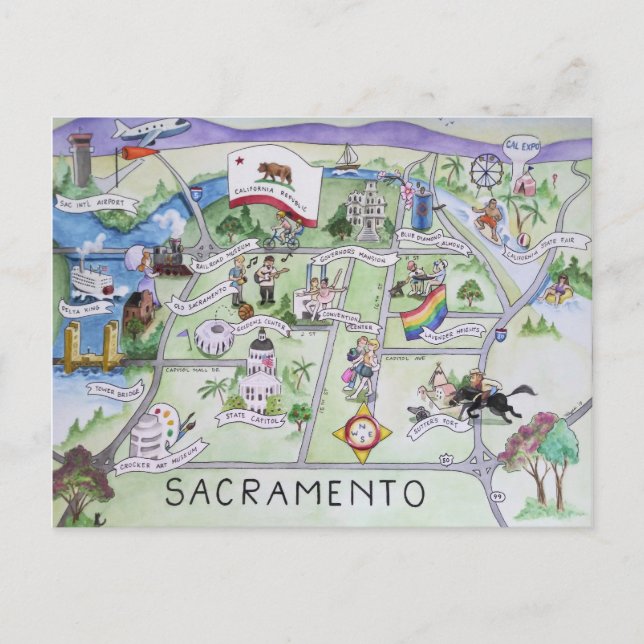 Carte Postale Salutations de Sacramento, Californie ! (Devant)