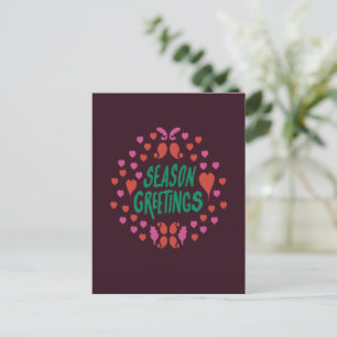 Carte Postale Salutations de saison en écriture verte avec le co