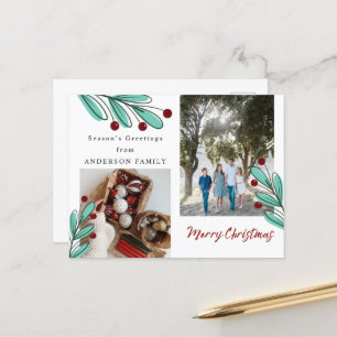 Carte Postale Salutations de saison Joyeux Noël Photo Holiday