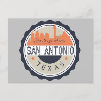 Carte Postale Salutations de San Antonio Texas USA Postcard