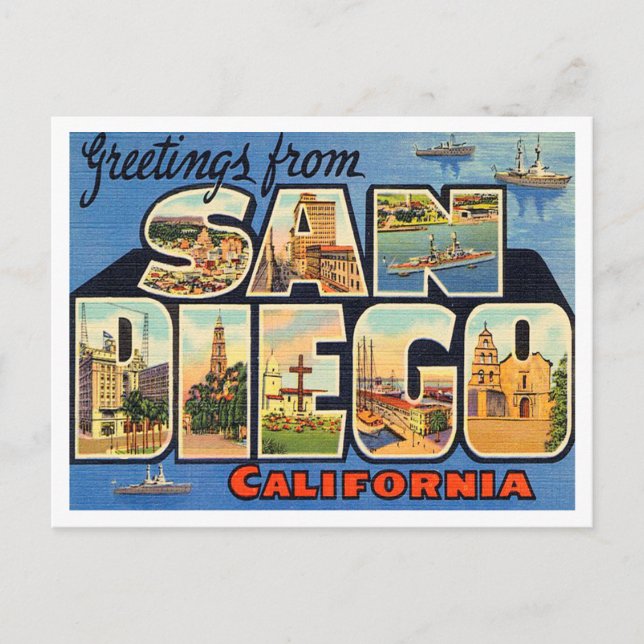 Carte Postale Salutations de San Diego, Californie Travel (Devant)
