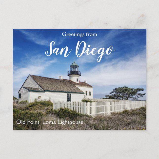 Carte Postale Salutations de San Diego Old Point Loma Lighthouse (Devant)