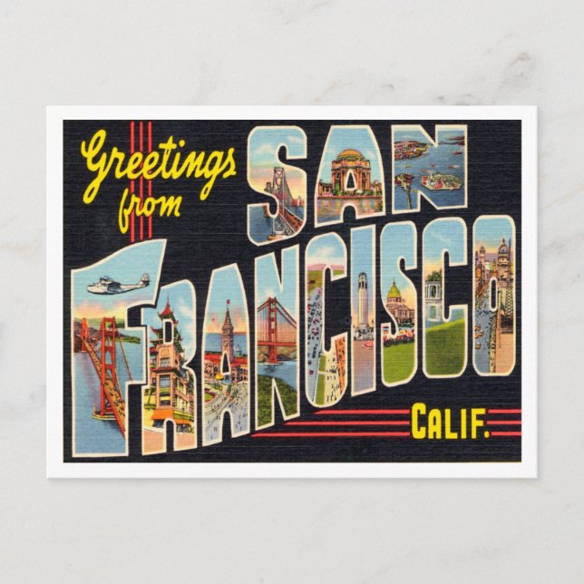 Carte Postale Salutations de San Francisco, Californie Travel (Devant)