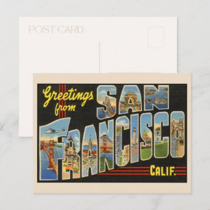 Carte Postale Salutations de San Francisco Grande Lettre Vintage