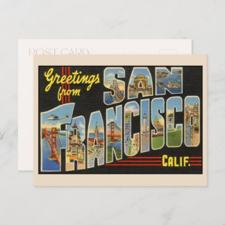 Carte Postale Salutations de San Francisco Grande Lettre Vintage