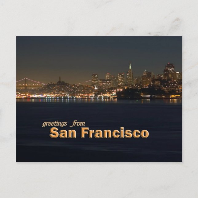 Carte Postale Salutations De San Francisco - Night Shoreline (Devant)
