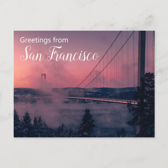 Carte Postale Salutations de San Francisco par le pont  (Devant)