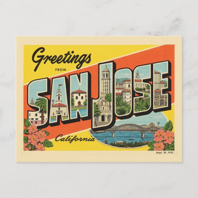 Carte Postale "Salutations de" San Jose California (Devant)