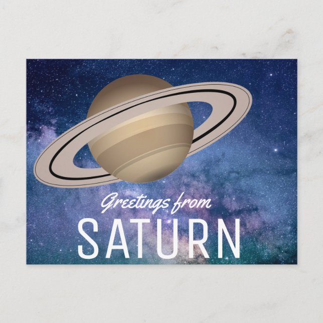 Carte Postale Salutations de Saturne - Voyage spatial (Devant)
