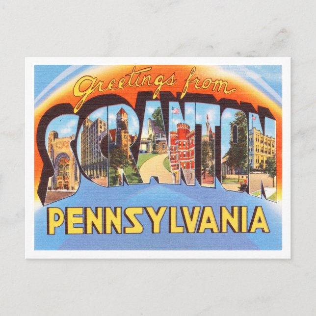 Carte Postale Salutations de Scranton, Pennsylvanie Travel (Devant)