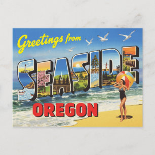 Carte Postale Salutations de Seaside, Oregon Vintage