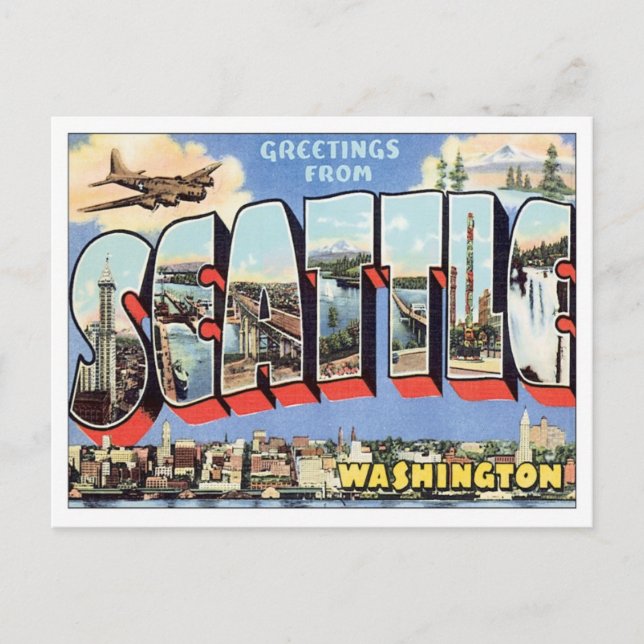 Carte Postale Salutations De Seattle, Washington États-Unis (Devant)