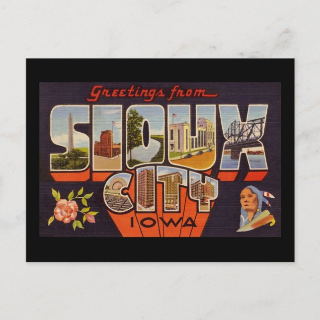 Carte Postale Salutations de Sioux City Iowa (Devant)