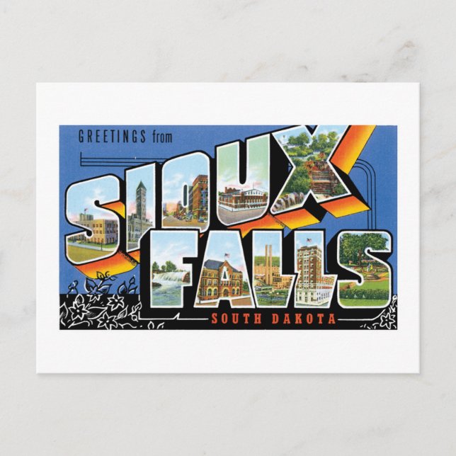 Carte Postale Salutations de Sioux Falls, Dakota du Sud! Retro (Devant)