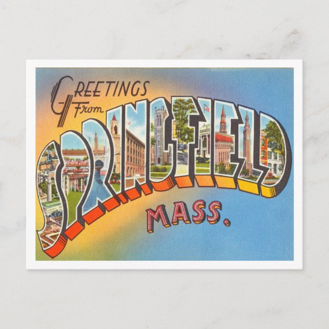 Carte Postale Salutations de Springfield, Massachusetts Travel (Devant)