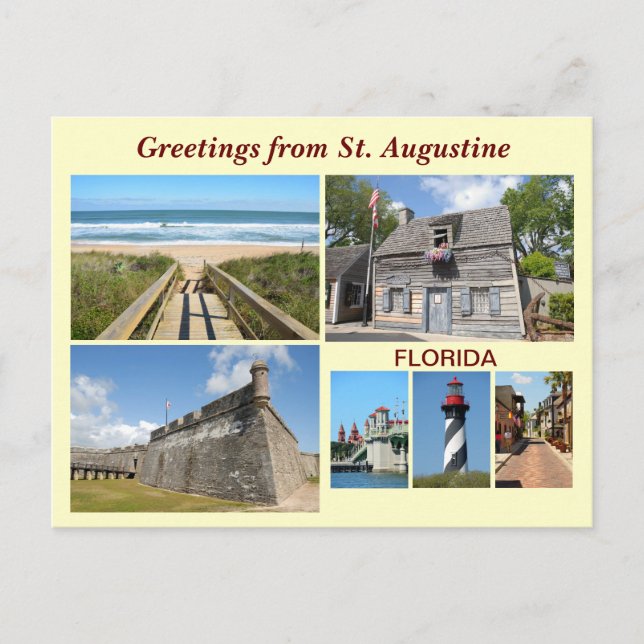 Carte Postale Salutations de St Augustine, Floride (Devant)