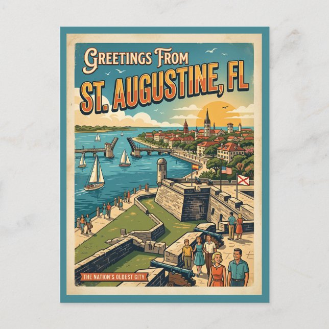 Carte Postale Salutations de St Augustine Rétro (Devant)