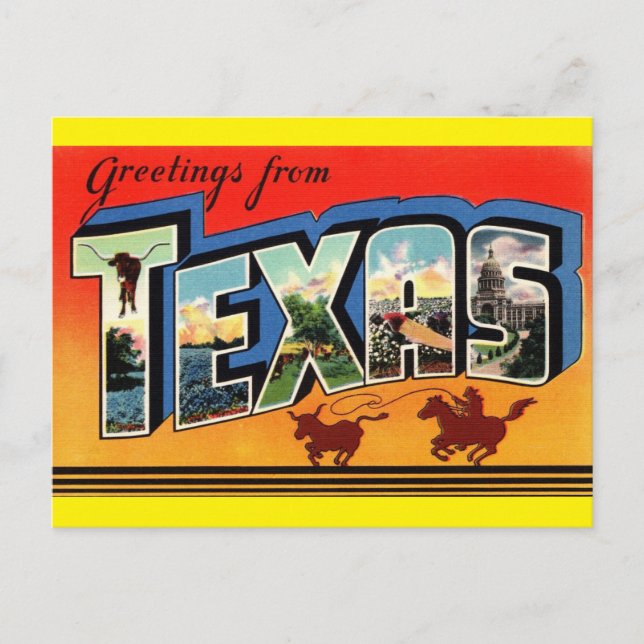 Carte Postale Salutations de Texas Travel Postcard (Devant)