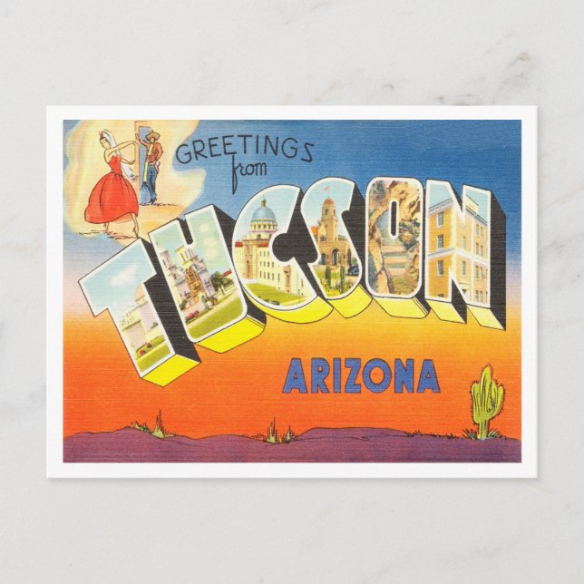 Carte Postale Salutations de Tucson, Arizona Vintage voyage (Devant)