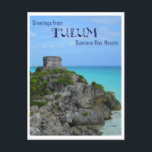 Carte Postale Salutations De Tulum<br><div class="desc">Mon mari et moi avons visité Tulum, un site maya situé sur la côte de la péninsule du Yucatan au Mexique, le 21 décembre 2012, qui a coïncidé avec la fin du calendrier maya et selon beaucoup, signifiait la fin du monde ! Il se trouve que nous étions là pour...</div>