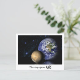 Carte Postale Salutations de vacances Mars Earth Space Photo