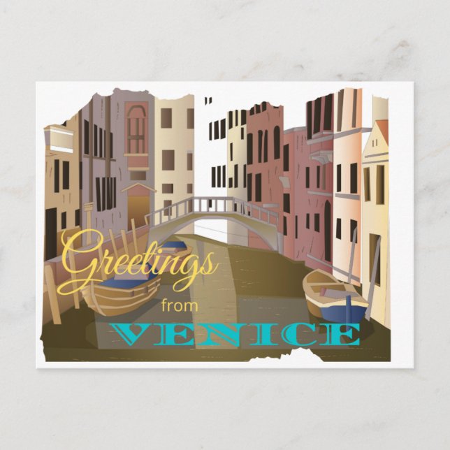 Carte Postale Salutations de Venise Italie (Devant)