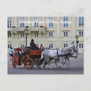 Carte Postale Salutations de Vienne, Autriche chevaux et chariot