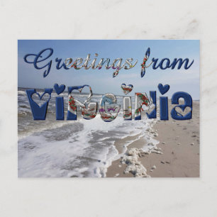 Carte Postale Salutations de Virginia State Flag Hearts USA
