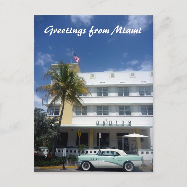 Carte Postale salutations de voiture d'hôtel (Devant)